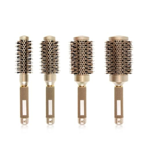 Escovas Profissionais Térmica Cerdas de Nylon E Javali Nano Tecnologia - Cor Dourada(25#)