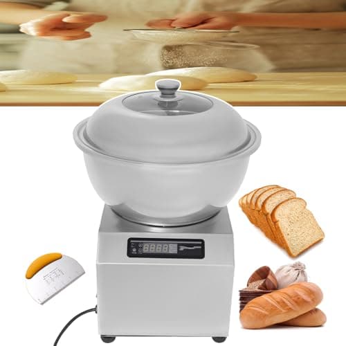 KKSOUFX Amassadeira Espiral de Alta Resistência com Dupla Rotação para até 5-8 kg de Farinha, Amassadeira Espiral Comercial de Bancada de 1500 W a 1800 W