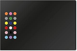 Painel p/Fotos, Recados, Notas + 24 Imãs + Tecnologia 96x65 - Quadro Mural Metálicos Para Imãs (Preto)