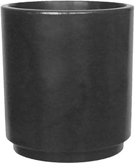 Vaso de flores preto cilíndrico, 25x25cm, para decoração urbana.