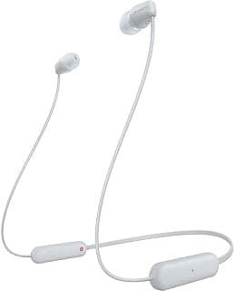 Fones de ouvido intra-auriculares Sony WI-C100 brancos com Bluetooth e microfone