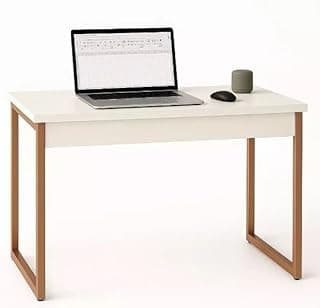 Mesa Escrivaninha Industrial Escritório Home Office - Rede Móveis (BRANCO/BRONZE)