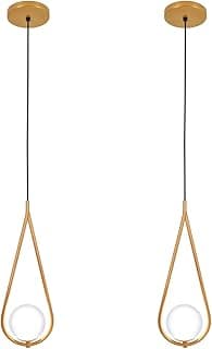 Kit 2 Luminárias Pendente Gota Globo Vidro Quarto Dourado