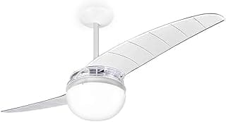 Ventilador de teto branco com luz e globo de cristal
