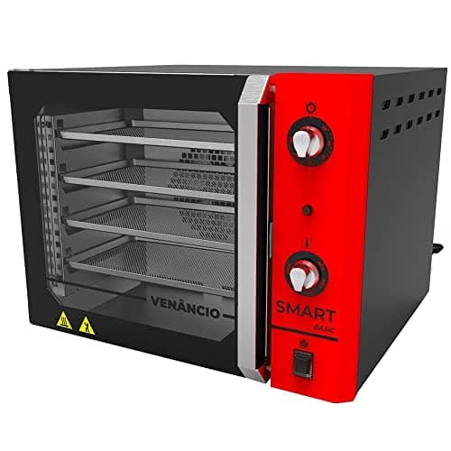 Forno Turbo Convector Elétrico Smart Basic 4 Esteiras Preto e Painel Vermelho FCSB4E - Venâncio 220V