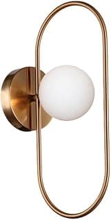 Luminária de parede bronze com cúpula de vidro branco