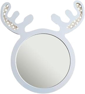 Espelho decorativo infantil branco com formato de alce e chifres com cristais