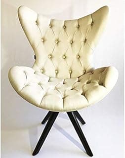 Poltrona Decorativa MINI EGG capitone tecido linho bege base madeira maciça - Poltronas do Sul