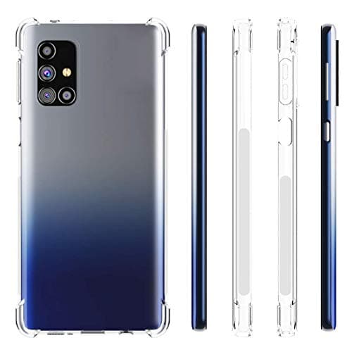 Capa transparente para Samsung Galaxy M31s, quatro cantos reforçados, transparente, bordas macias, fundo branco