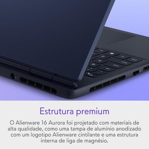 Notebook Dell Alienware 16 Aurora com estrutura premium de alumínio.