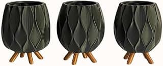 Trio de Vaso Decorativo Quarto Banheiro Sala e Armário Cachepot Cozinha para Plantas e Cactus(Preto)