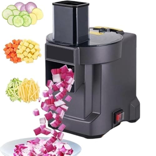 Máquina de cortar legumes elétrica 3 em 1, trituradora, picador e cortador em tiras. Nova e melhorada máquina picadora de alimentos automática comercial multifuncional com porta dupla A