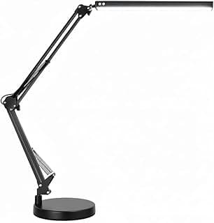 Luminária de mesa LED com braço articulado e braçadeira preta