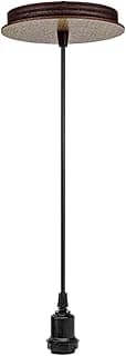 Pendente Canopla De Madeira Fio 1 Metro Madeira MDF| Soquete E-27 Lustre De Teto Sala De Estar Escritório Cor Imbuia Bivolt
