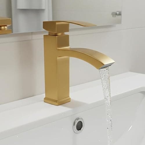 Torneira Banheiro Lavabo Misturador Monocomando Luxo 1/4 de Volta Bica Baixa Dourada Aço Inox