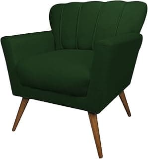 Poltrona Decorativa Estofada Sala de Estar Escritório Quarto Leitura Paris (Suede Verde Musgo)