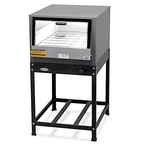 Forno Industrial à Gás com Cavalete 76L Baixa Pressão Itajobi, cinza metálico, com porta de vidro e grade interna.