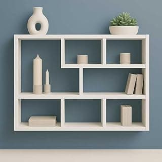 Prateleira de Parede Modular, Branca 90x90x18cm com Compartimentos Assimétricos, Estilo Moderno, Decorativa Estante MDF Original