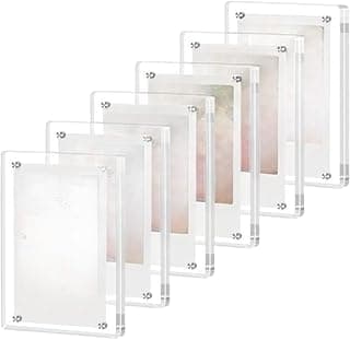Porta-retratos magnético transparente quadrado, 02 unidades, ângulo frontal, fundo branco