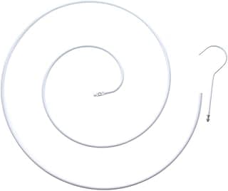 Cabide espiral branco para economizar espaço, com gancho de metal.