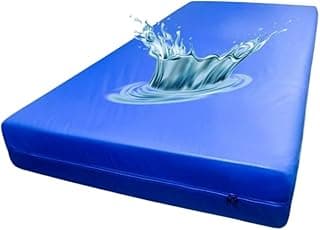 Capa protetora impermeável para colchão de casal azul, impermeável, com gota d'água