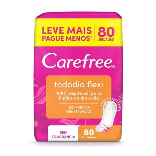 Carefree Protetor Diário Todo Dia Flexi Sem Fragrância, 80un