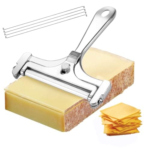 Cortador de queijo de aço inoxidável com espessura ajustável sobre queijo
