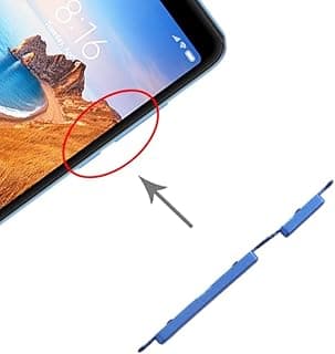 Imagem de teclas laterais para Xiaomi Redmi 7A com destaque em vermelho e seta indicativa.