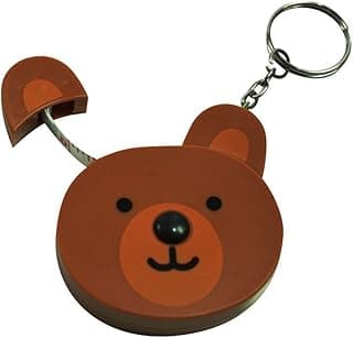 Chaveiro em forma de urso com fita métrica retrátil, marrom