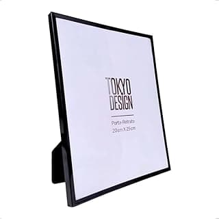 Porta retrato Tokyo Design 20x25cm em aço inox preto brilhante, moldura vazia
