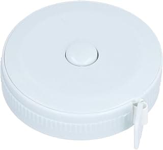 Fita métrica retrátil de 150 cm, cor branca, com botão central e trava lateral