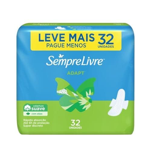 Sempre Livre Absorvente Externo Adapt, Suave, com Abas, 32 unidades
