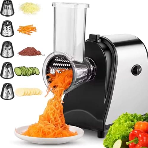 Cortador Elétrico Automático de Vegetais Ralador 5 Lâminas Aço inoxidável 250 W (220V | VOLTAGEM)