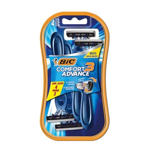 BIC Aparelho De Barbear Comfort 3 Advance Pele Normal Azul 3 Lâminas Fita Lubrificante 9298491 Leve 4 Pague 3