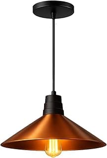 Lustre Pendente Industrial Retrô – Luminária de Teto Moderna E27 Bivolt para Sala, Cozinha, Quarto e Área Gourmet (Cobre)