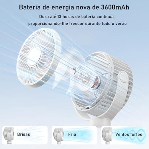 Ventilador portátil recarregável USB Octopus, três velocidades, preto, alimentado por USB.