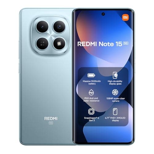 Smartphone Xiaomi Redmi Note 15 5G NFC Azul com quatro câmeras e display AMOLED de 6,77 polegadas