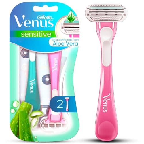 Gillette Venus Aparelho de Depilação Descartável Sensitive, Pele Sensível, 2 Unidades