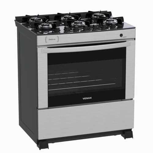Fogao 6 Bocas Venax Delplus Vitreo Bl Inox Gas Glp