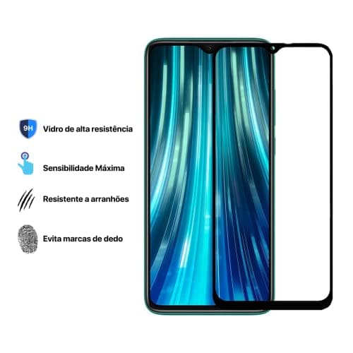 Capa transparente anti-choque para Xiaomi Redmi Note 8 Pro, mostrando smartphone com acabamento metálico e design elegante.