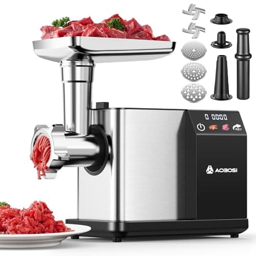 Moedor de carne elétrico AAOBOSI 3000W com tela sensível ao toque, 3 velocidades, moagem e fabricação de salsichas