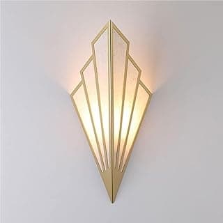 Arandela Art Deco em forma de leque moderna, iluminação de parede com três modos de temperatura de cor, dourado