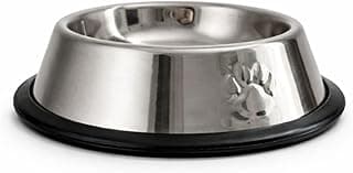 Comedouro Premium para Pets em Aço Inox Base Antiderrapante com Patinha em Relevo