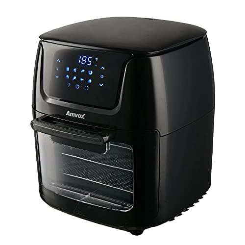 Fritadeira de ar preta Amvox ARF 1222, 12L, 220V, com display digital e controles de temperatura