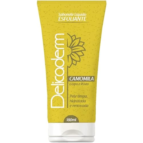 Delicaderm, Sabonete Líquido Esfoliante, Aroma Camomila, 180 ml, Amarelo