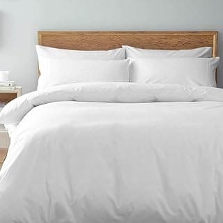 Cama queen com roupa de cama branca de 400 fios de algodão