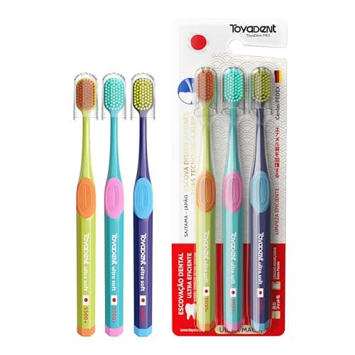 TOYADENT PRO Escova de Dente Macia Premium Alemãs da Pedex, Adulto, Cerdas Extra, 5500 Cerdas, 3 Unidades Multicolorida