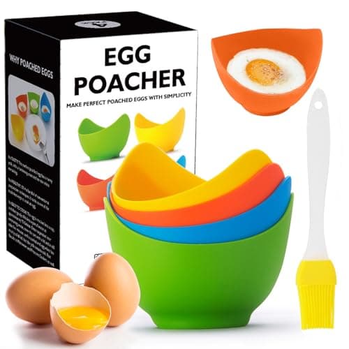 Cozedor de ovos pochê em silicone multicolorido com escova de óleo