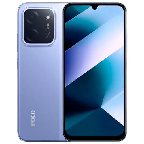 Smartphone Xiaomi POCO C85 4G roxo, 8GB RAM 256GB ROM, mostrando o verso e o frontal.