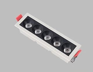 Luminária Slim Embutir Linear LED, Spot de Teto Retangular, Estilo Moderno Minimalista,Bivolt - Ligação direta (BRANCA COM FUNDO PRETO 5 FOCOS, 3000, Kelvin)